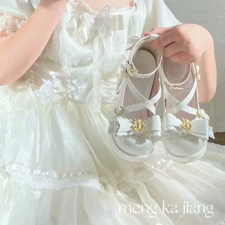 Meng Ka Jiang - Dreamy Bear - Sweet Lolita Shoes, Transparent Heel With Embedded Bear - Image 17