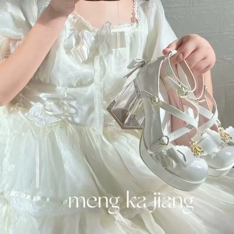 Meng Ka Jiang - Dreamy Bear - Sweet Lolita Shoes, Transparent Heel With Embedded Bear - Image 18
