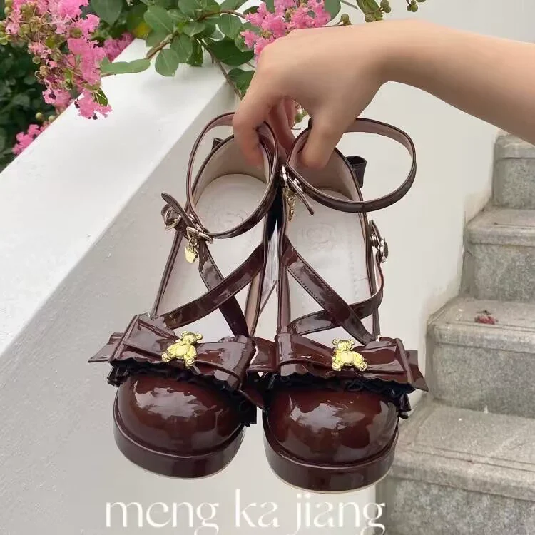 Meng Ka Jiang - Dreamy Bear - Sweet Lolita Shoes, Transparent Heel With Embedded Bear - Image 19