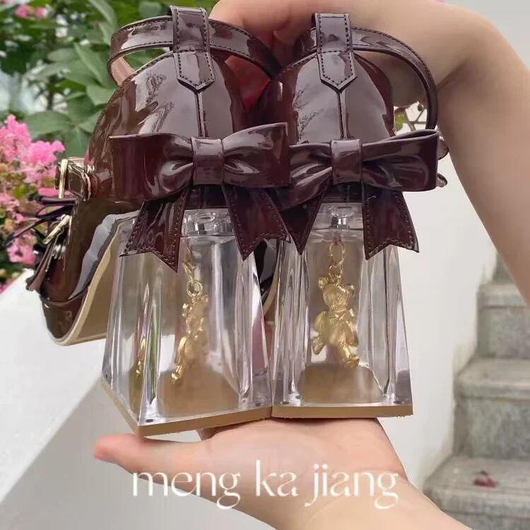 Meng Ka Jiang - Dreamy Bear - Sweet Lolita Shoes, Transparent Heel With Embedded Bear - Image 20