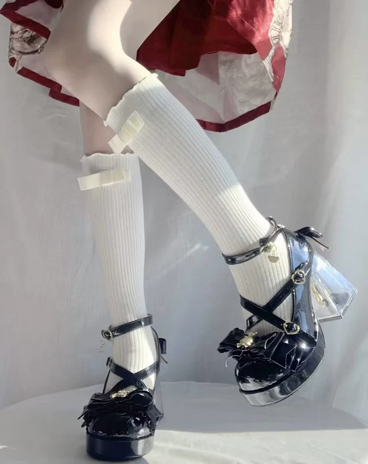 Meng Ka Jiang - Dreamy Bear - Sweet Lolita Shoes, Transparent Heel With Embedded Bear - Image 23