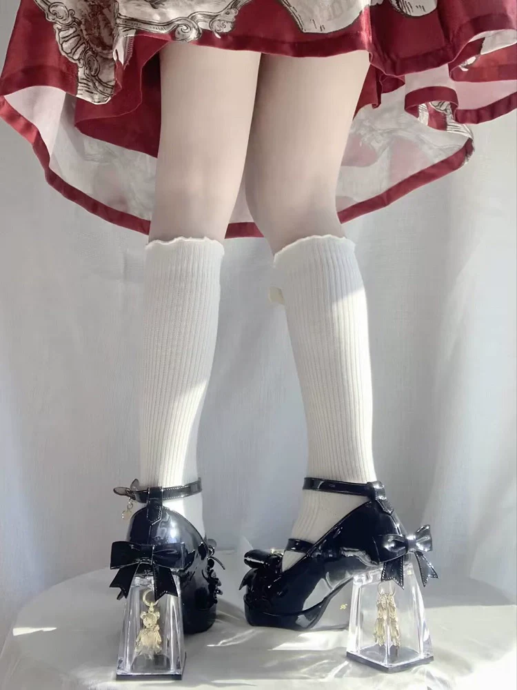 Meng Ka Jiang - Dreamy Bear - Sweet Lolita Shoes, Transparent Heel With Embedded Bear - Image 25