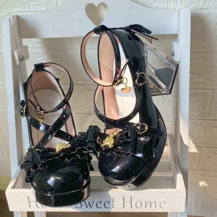 Meng Ka Jiang - Dreamy Bear - Sweet Lolita Shoes, Transparent Heel With Embedded Bear - Image 26
