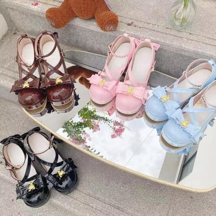 Meng Ka Jiang - Dreamy Bear - Sweet Lolita Shoes, Transparent Heel With Embedded Bear - Image 4