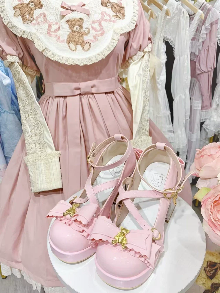 Meng Ka Jiang - Dreamy Bear - Sweet Lolita Shoes, Transparent Heel With Embedded Bear - Image 8