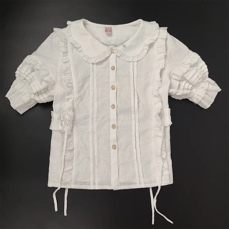Plus Size Lolita Short Sleeve Cotton Blouse - Image 3