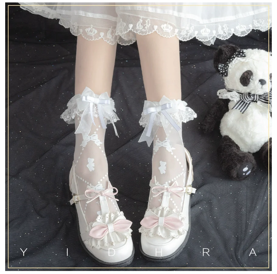 Yidhra - Bear Gummy and Milk Candy Bunny - Sweet Lolita Short Socks Lovely Socks - Image 3