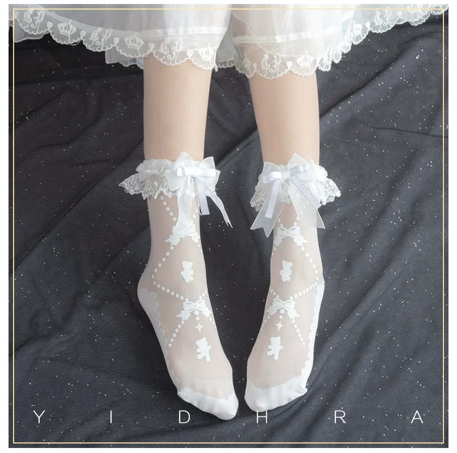 Yidhra - Bear Gummy and Milk Candy Bunny - Sweet Lolita Short Socks Lovely Socks - Image 5