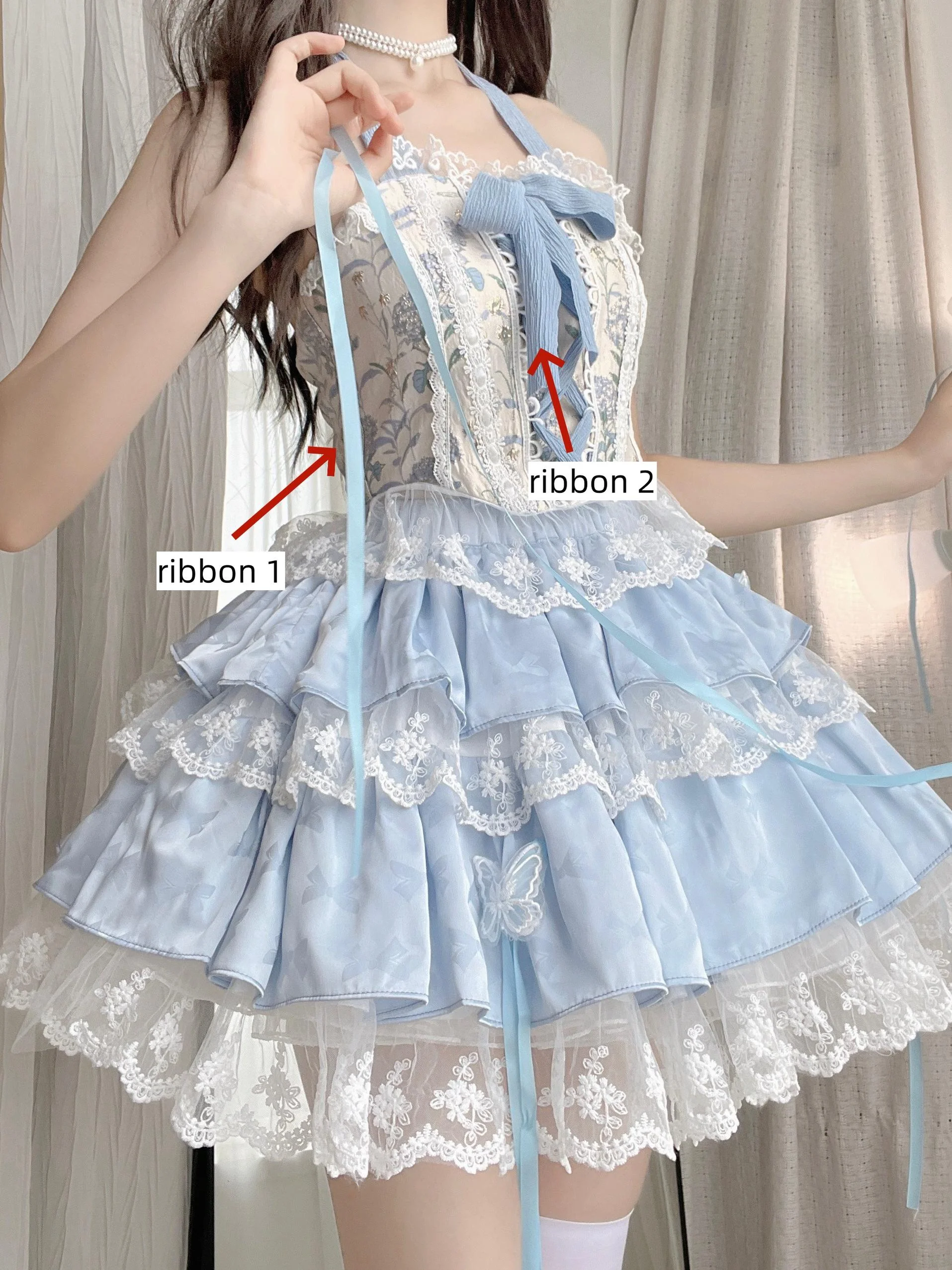 Qianmu - Endless Summer - Sweet Lolita Skirt Set with Ballet-Styled Bodice - Image 6