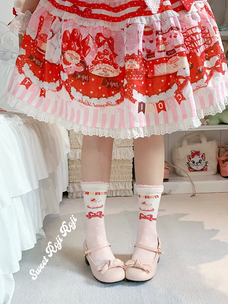 Roji Roji - Sweet Lolita Socks Cake Pattern Winter Socks - Image 4