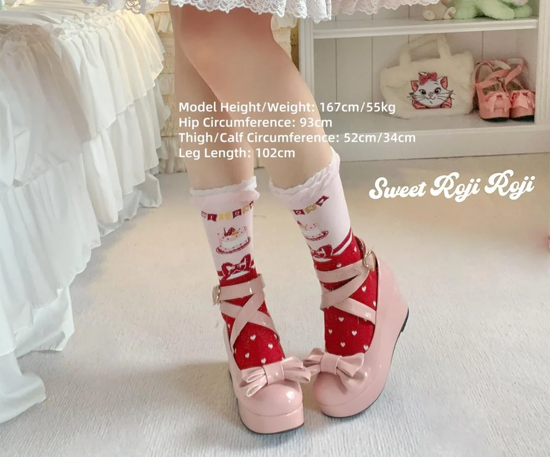 Roji Roji - Sweet Lolita Socks Cake Pattern Winter Socks - Image 6