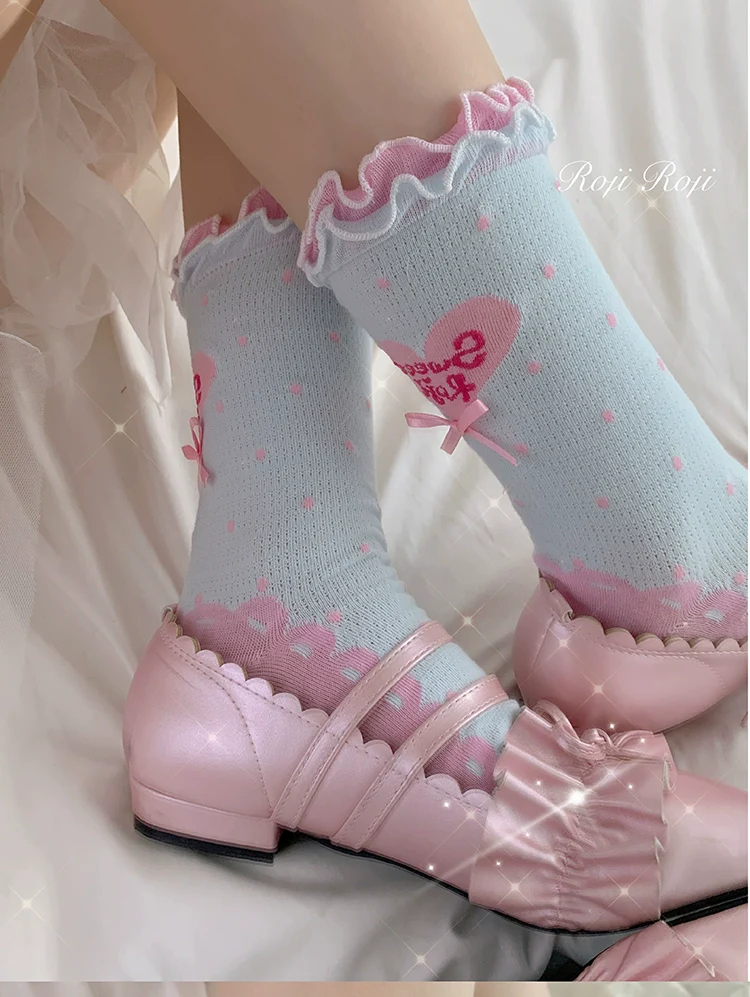 Roji Roji - Sweet Lolita Socks Cute Lolita Short Socks With Polka Dot - Image 21