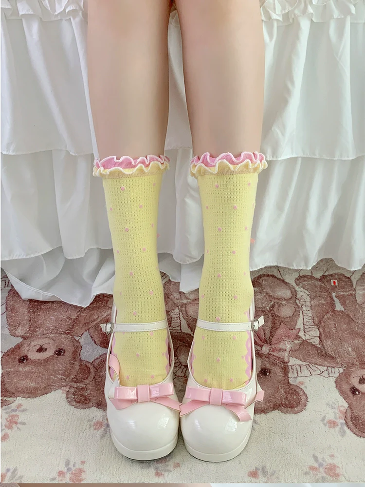 Roji Roji - Sweet Lolita Socks Cute Lolita Short Socks With Polka Dot - Image 24