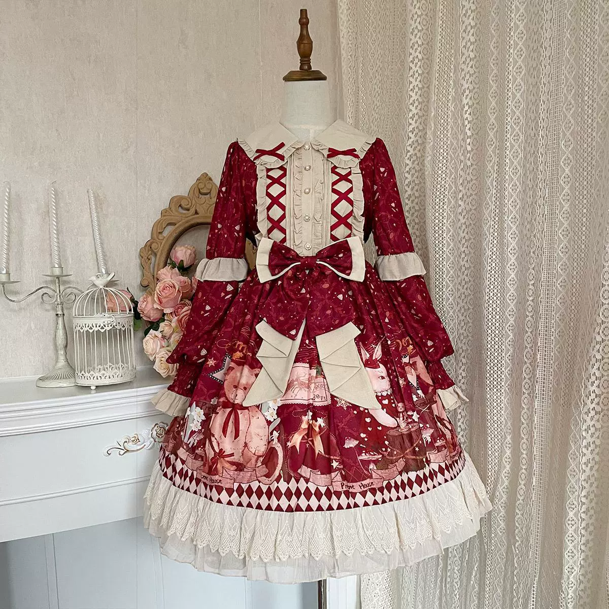 Matutu - Sweet Bear Gift House - Sweet Lolita Suit Christmas Lolita OP and Cape - Image 10