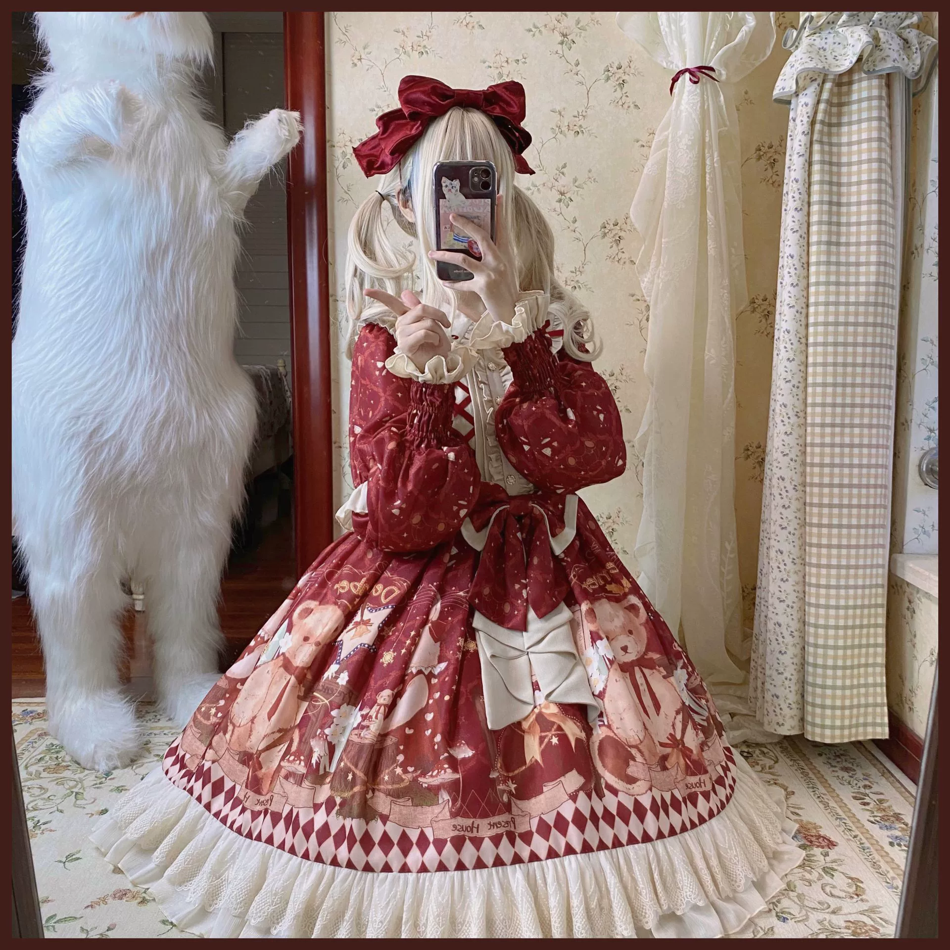 Matutu - Sweet Bear Gift House - Sweet Lolita Suit Christmas Lolita OP and Cape - Image 5