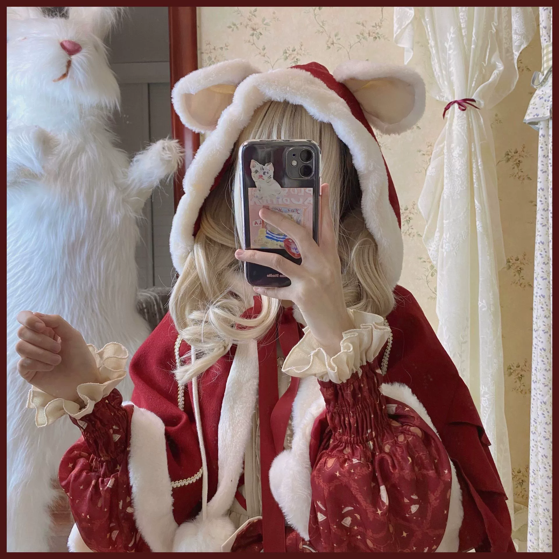 Matutu - Sweet Bear Gift House - Sweet Lolita Suit Christmas Lolita OP and Cape - Image 7