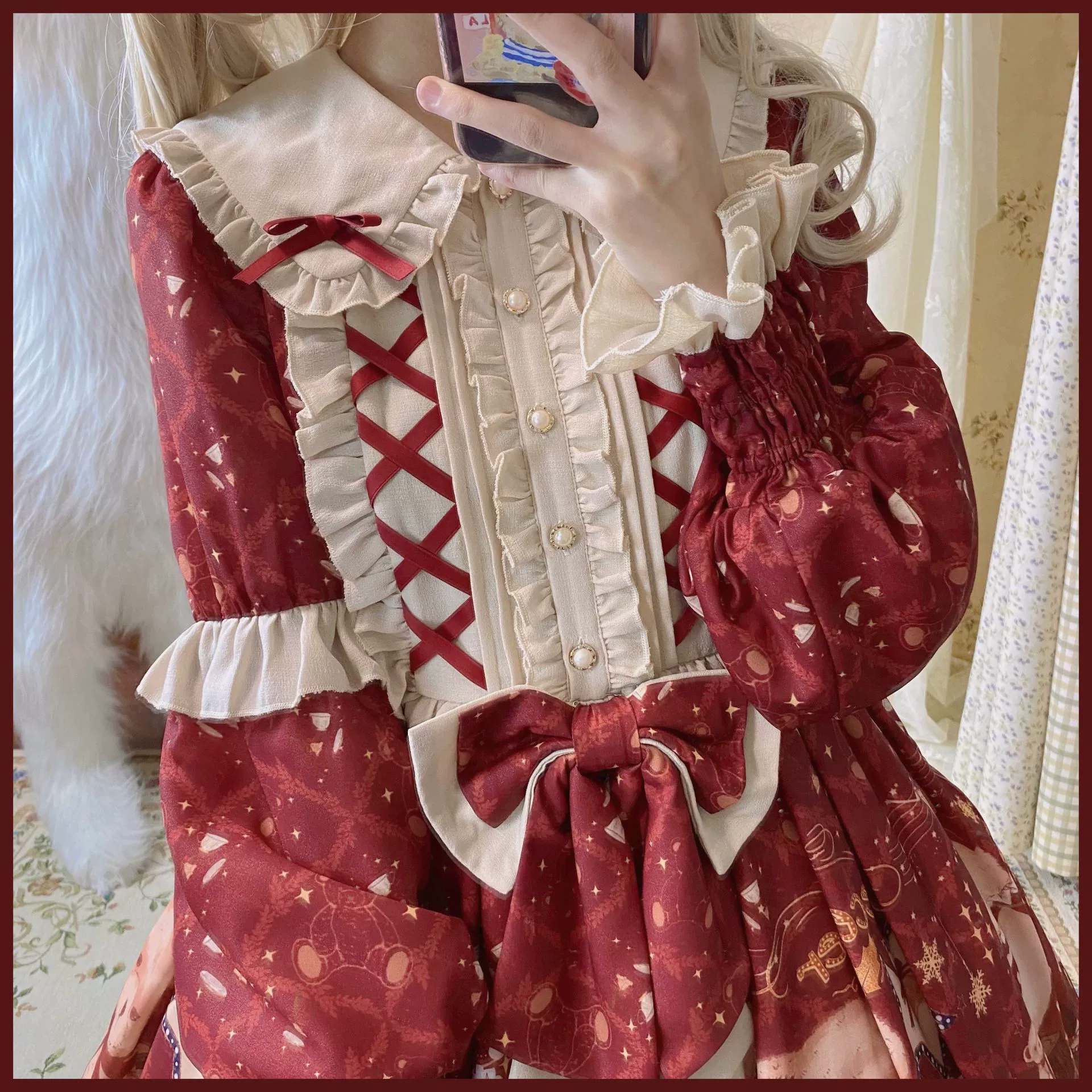Matutu - Sweet Bear Gift House - Sweet Lolita Suit Christmas Lolita OP and Cape - Image 8