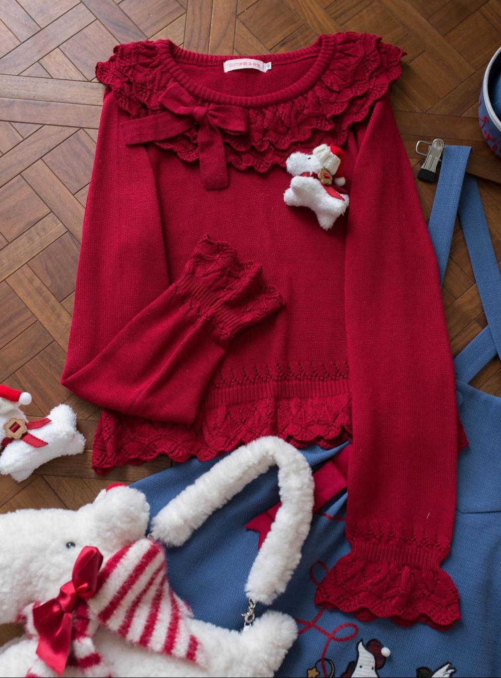 Nana - Sweet Lolita Sweater, Detachable Bow - Image 12