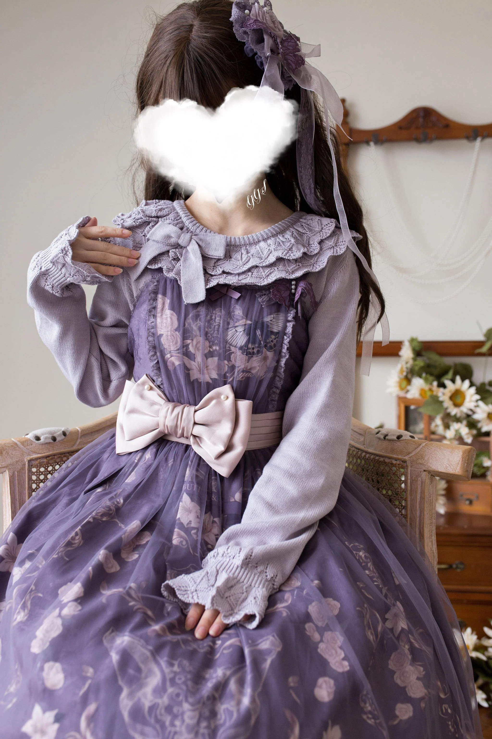 Nana - Sweet Lolita Sweater, Detachable Bow - Image 3