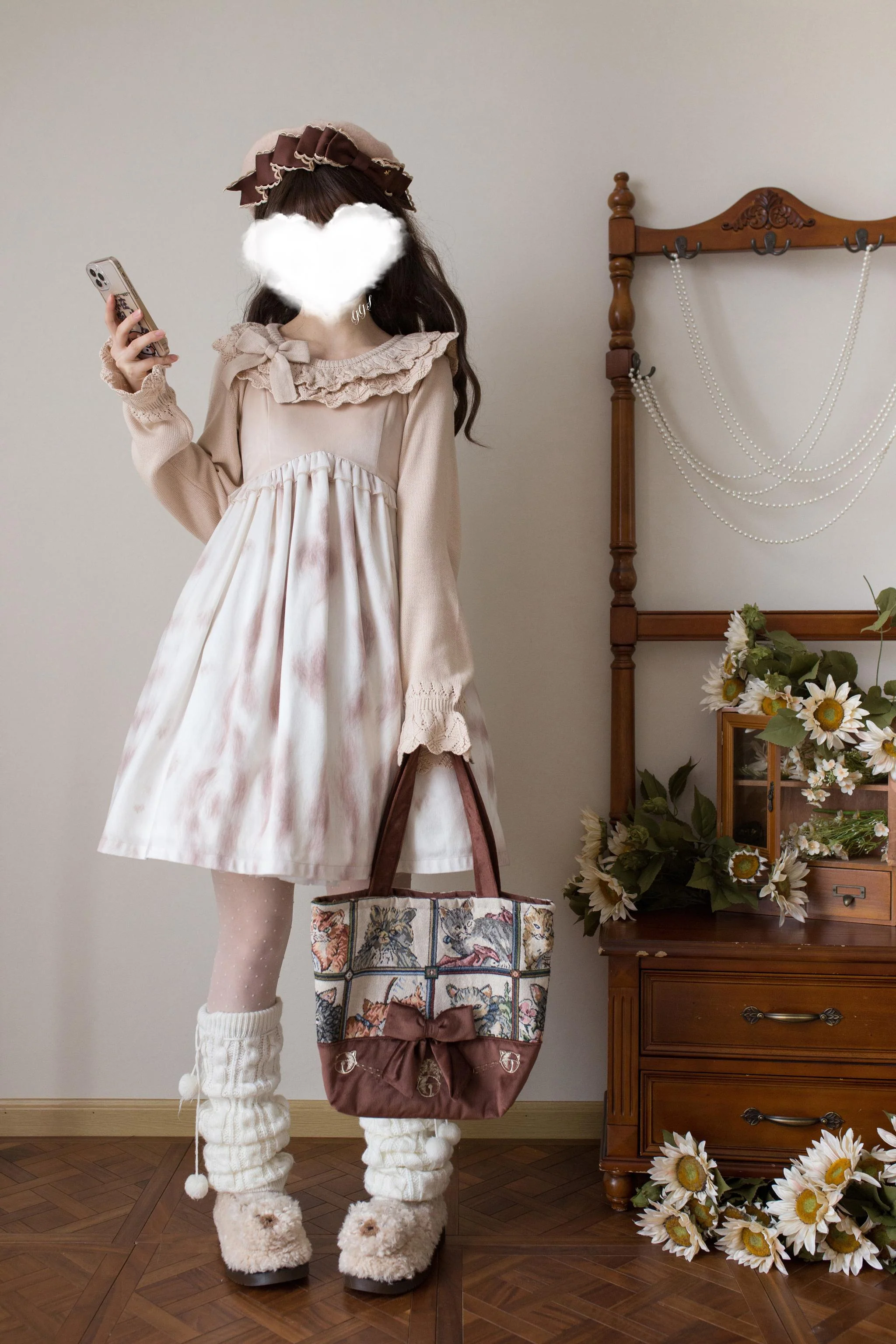 Nana - Sweet Lolita Sweater, Detachable Bow - Image 6