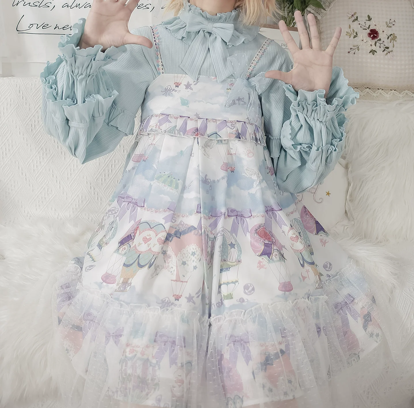 First Snow - Sweet Lolita Sweater Winter Puff Sleeve Knitting Innerwear - Image 7