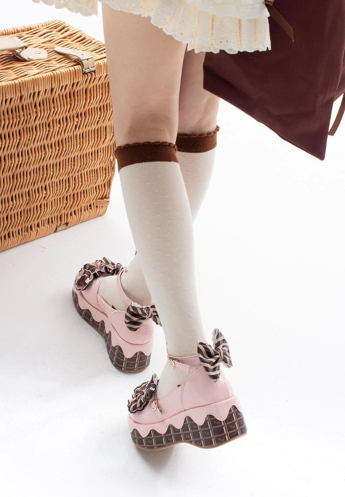 Chocolate Sponge Cake - Sweet Lolita Thick-Sole Shoes with Printed Platform - Image 10