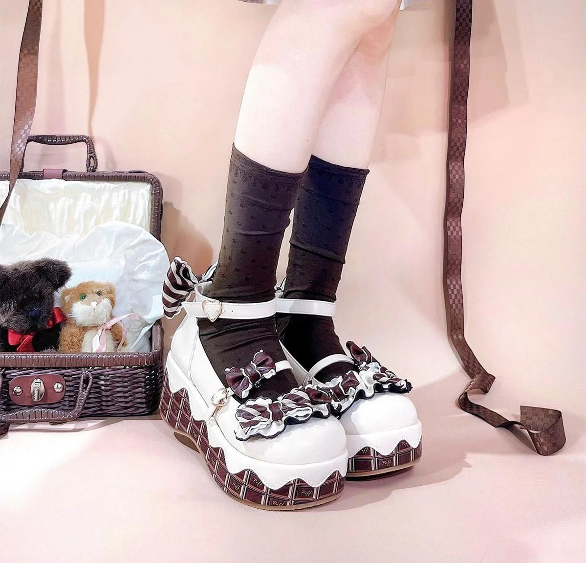Chocolate Sponge Cake - Sweet Lolita Thick-Sole Shoes with Printed Platform - Image 12