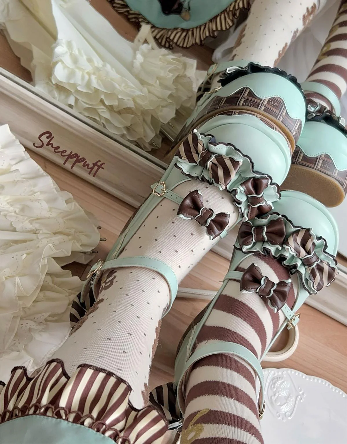 Chocolate Sponge Cake - Sweet Lolita Thick-Sole Shoes with Printed Platform - Image 17