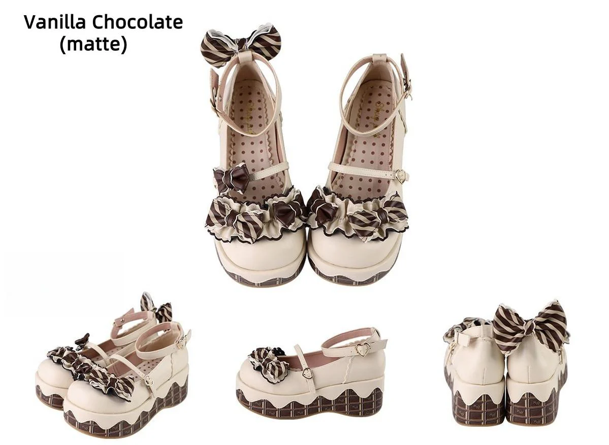 Chocolate Sponge Cake - Sweet Lolita Thick-Sole Shoes with Printed Platform - Image 24
