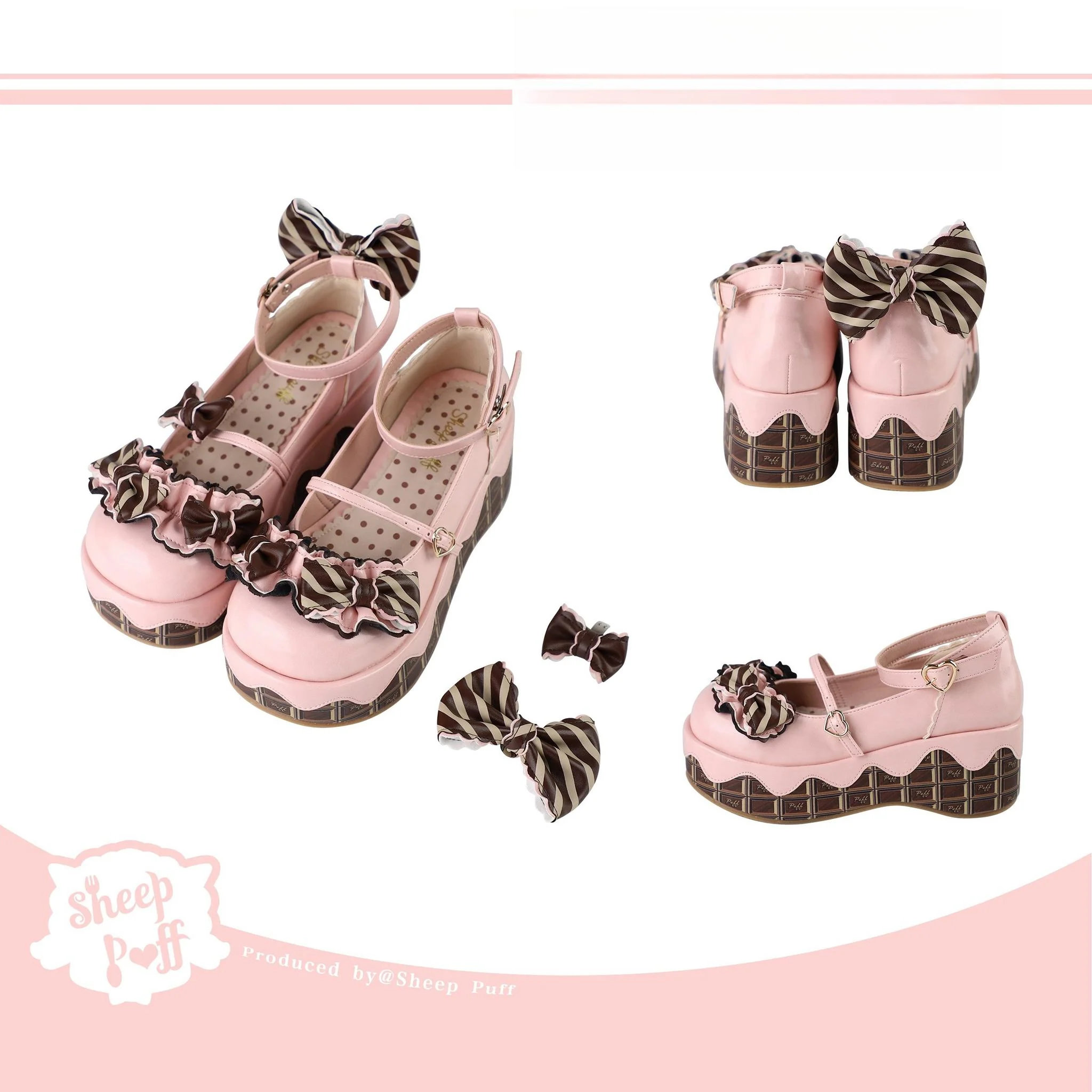 Chocolate Sponge Cake - Sweet Lolita Thick-Sole Shoes with Printed Platform - Image 29