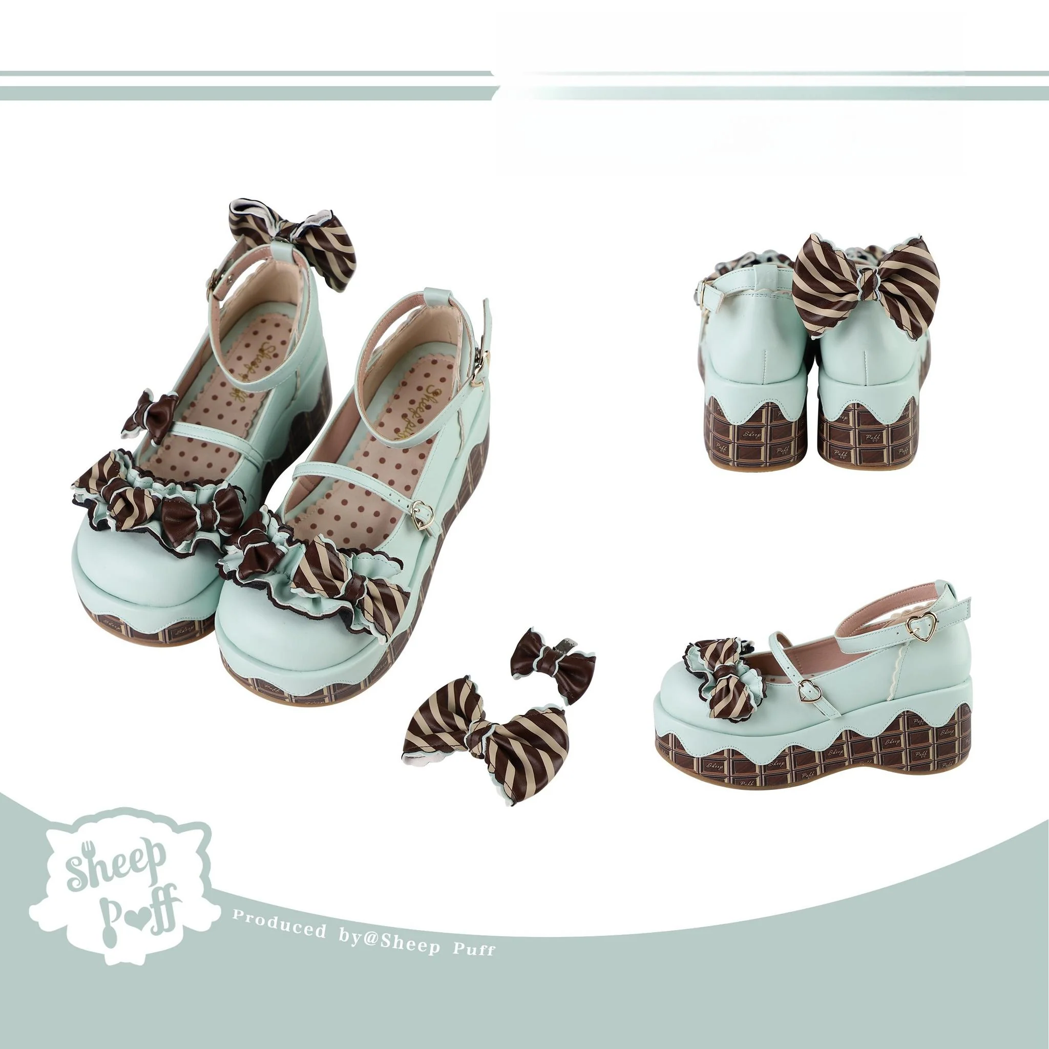 Chocolate Sponge Cake - Sweet Lolita Thick-Sole Shoes with Printed Platform - Image 30