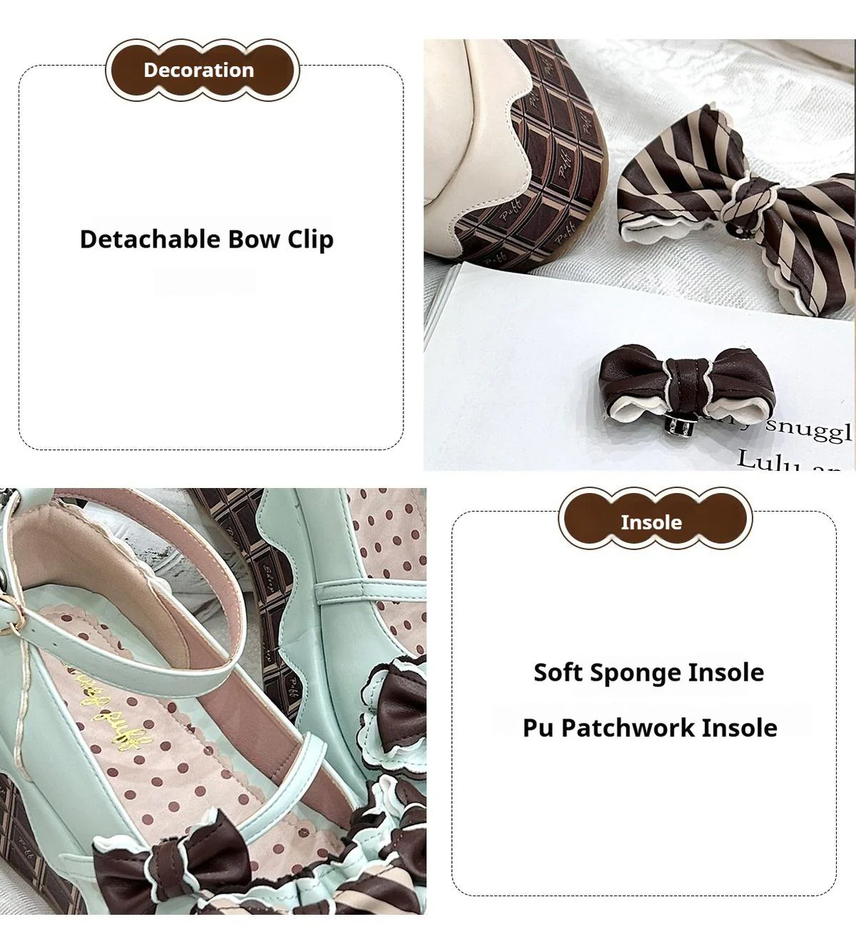 Chocolate Sponge Cake - Sweet Lolita Thick-Sole Shoes with Printed Platform - Image 33