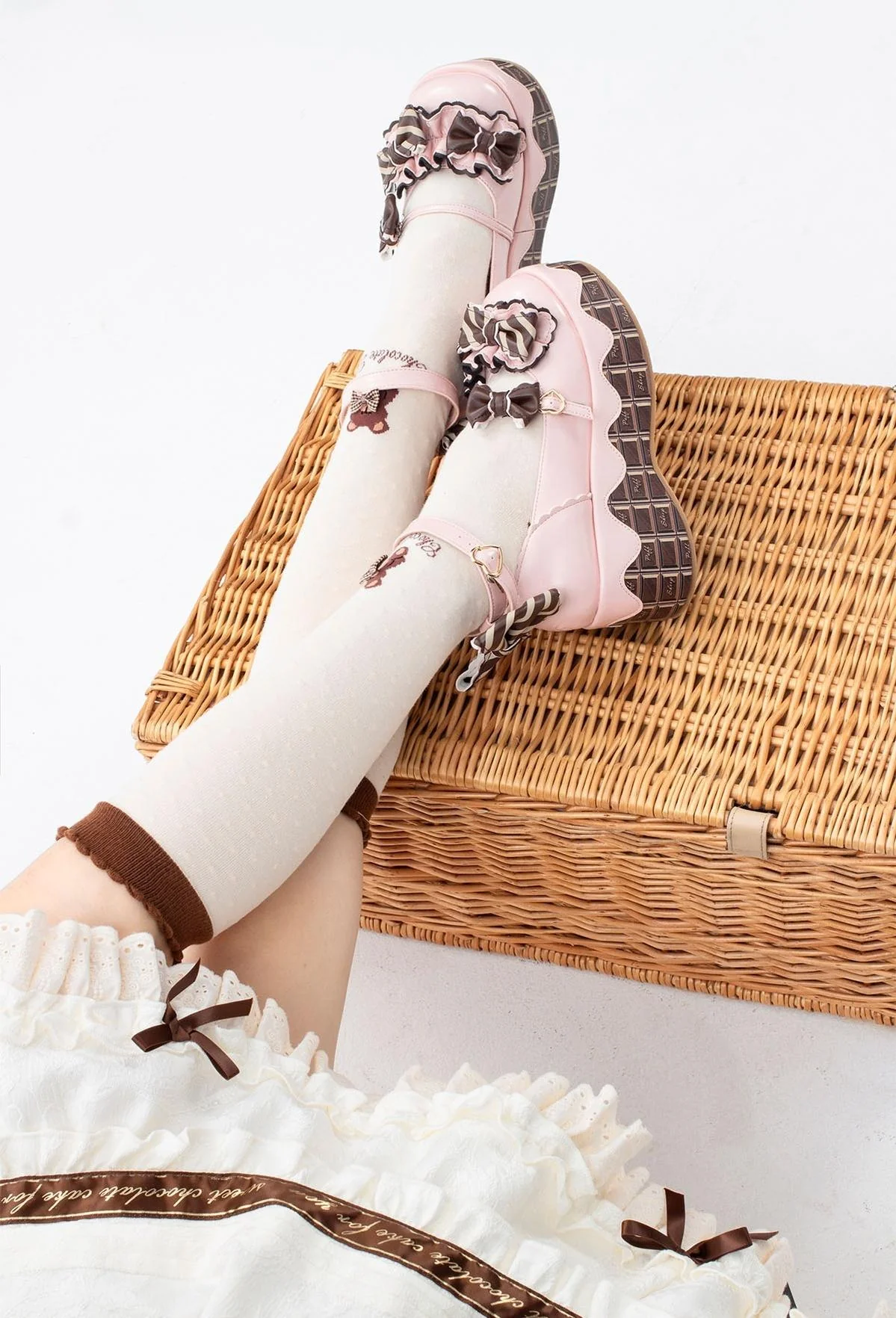 Chocolate Sponge Cake - Sweet Lolita Thick-Sole Shoes with Printed Platform - Image 8