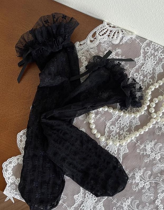Sweet Lolita Thin Calf Socks with Ruffled Cuffs - Image 8