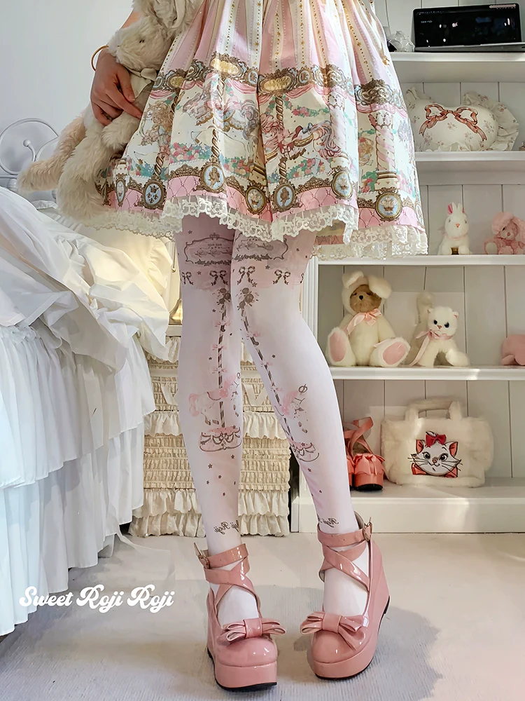 Roji Roji - Sweet Lolita Tights Velvet Printed Lolita Pantyhose