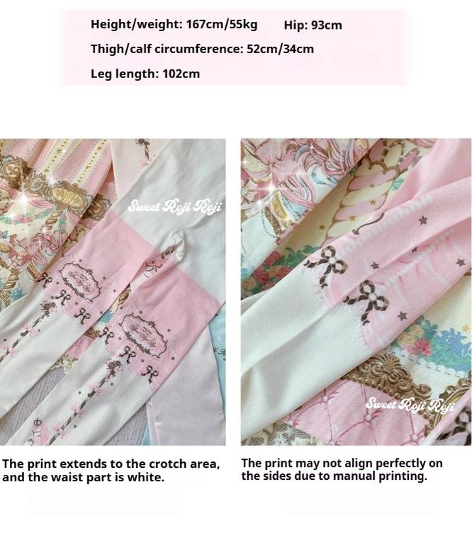 Roji Roji - Sweet Lolita Tights Velvet Printed Lolita Pantyhose - Image 8