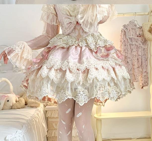 Roji Roji - Sweet Lolita Tights Women Feather Print Pantyhose - Image 3