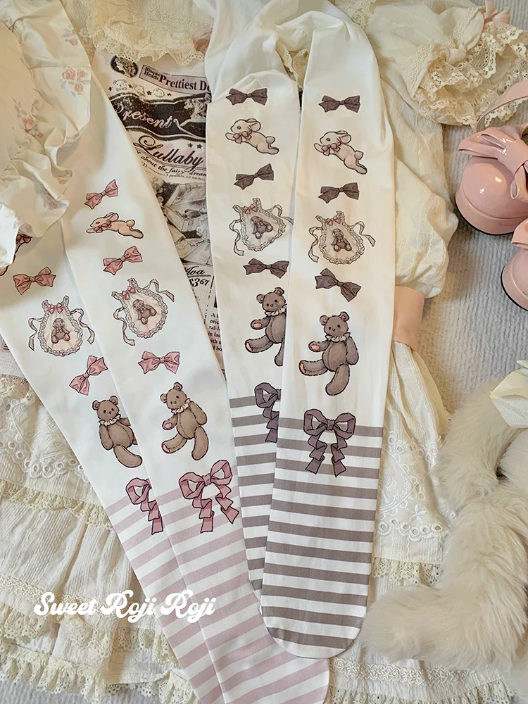 Roji Roji - Cradle Time - Sweet Lolita Velvet Pantyhose Japan Style Printed Tights - Image 5