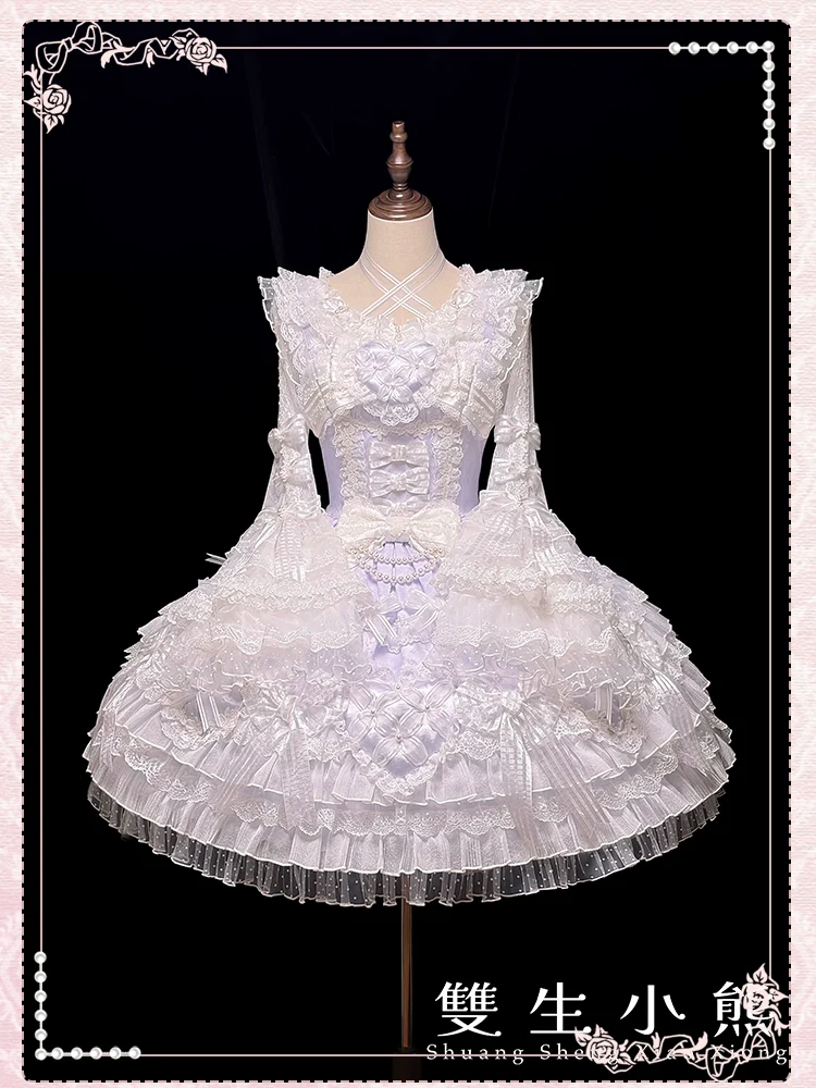 Shuang Sheng Xiao Xiong - Heart of Love - Sweet Lolita Wedding JSK, Bow Details - Image 101