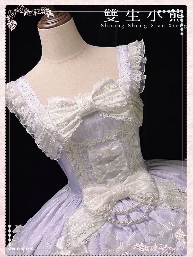 Shuang Sheng Xiao Xiong - Heart of Love - Sweet Lolita Wedding JSK, Bow Details - Image 102