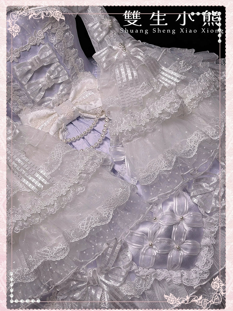 Shuang Sheng Xiao Xiong - Heart of Love - Sweet Lolita Wedding JSK, Bow Details - Image 104