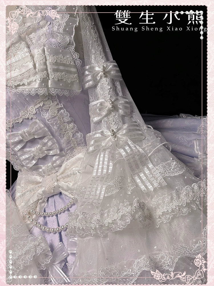 Shuang Sheng Xiao Xiong - Heart of Love - Sweet Lolita Wedding JSK, Bow Details - Image 105