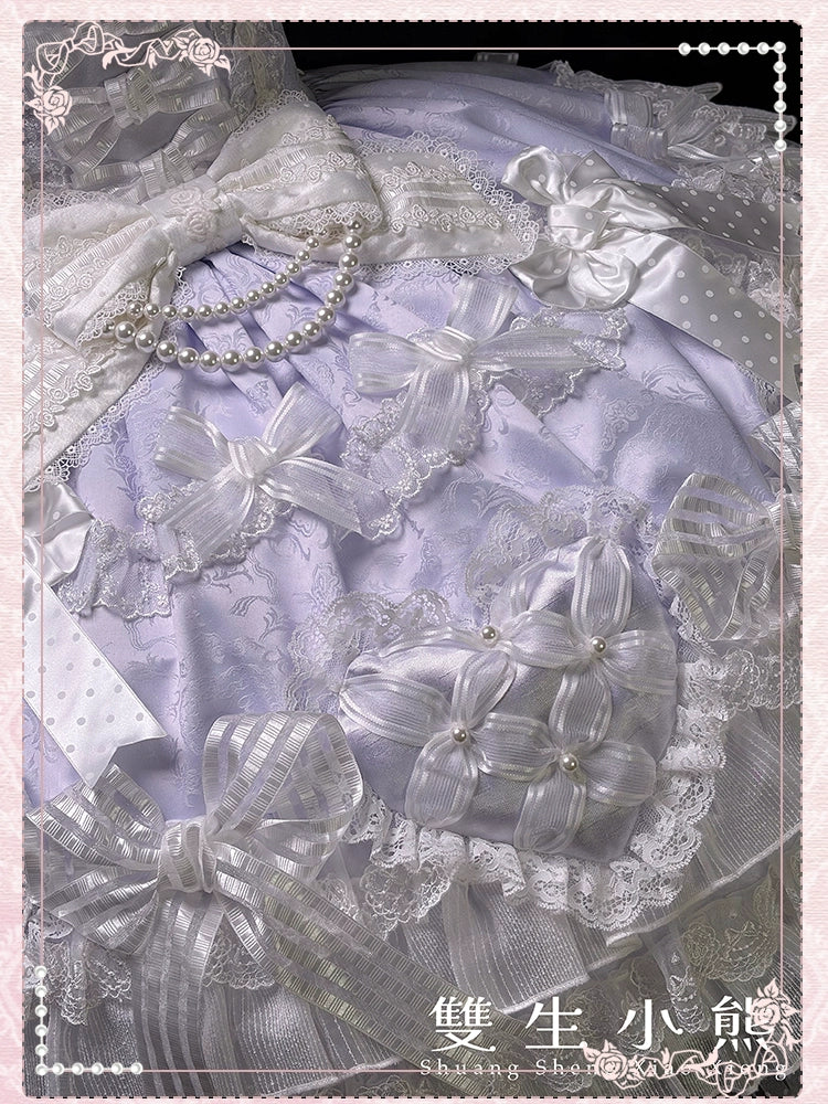 Shuang Sheng Xiao Xiong - Heart of Love - Sweet Lolita Wedding JSK, Bow Details - Image 107