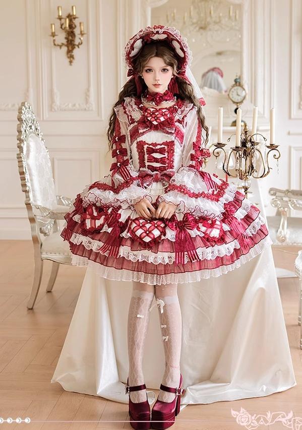 Shuang Sheng Xiao Xiong - Heart of Love - Sweet Lolita Wedding JSK, Bow Details - Image 2