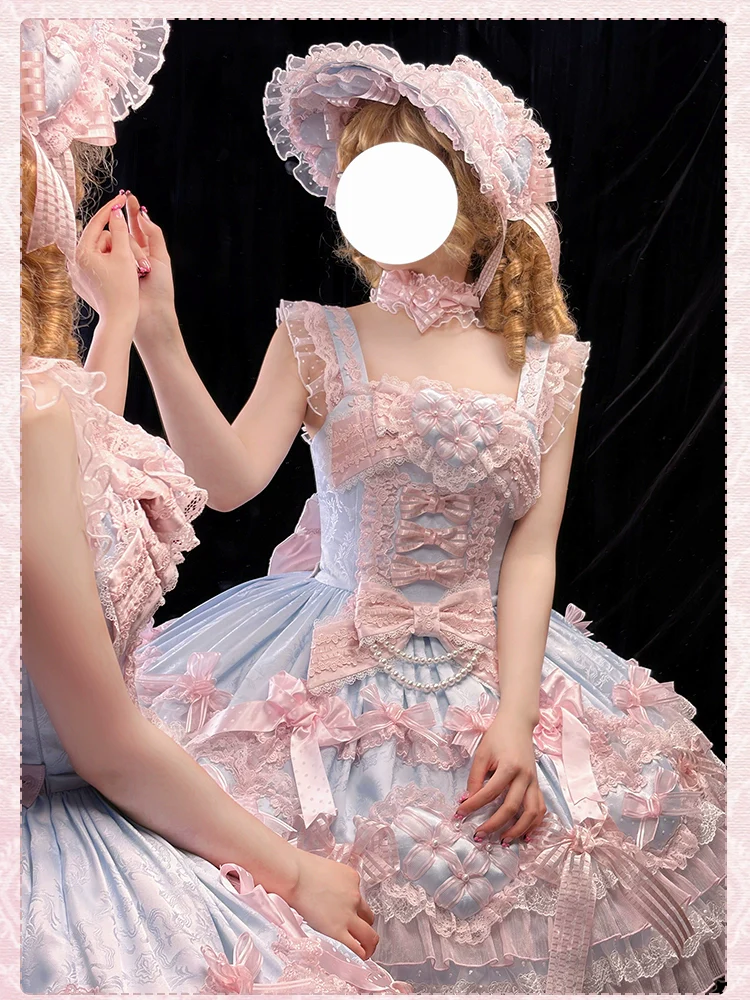 Shuang Sheng Xiao Xiong - Heart of Love - Sweet Lolita Wedding JSK, Bow Details - Image 21