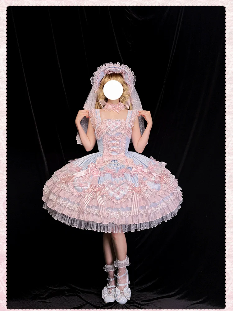 Shuang Sheng Xiao Xiong - Heart of Love - Sweet Lolita Wedding JSK, Bow Details - Image 25