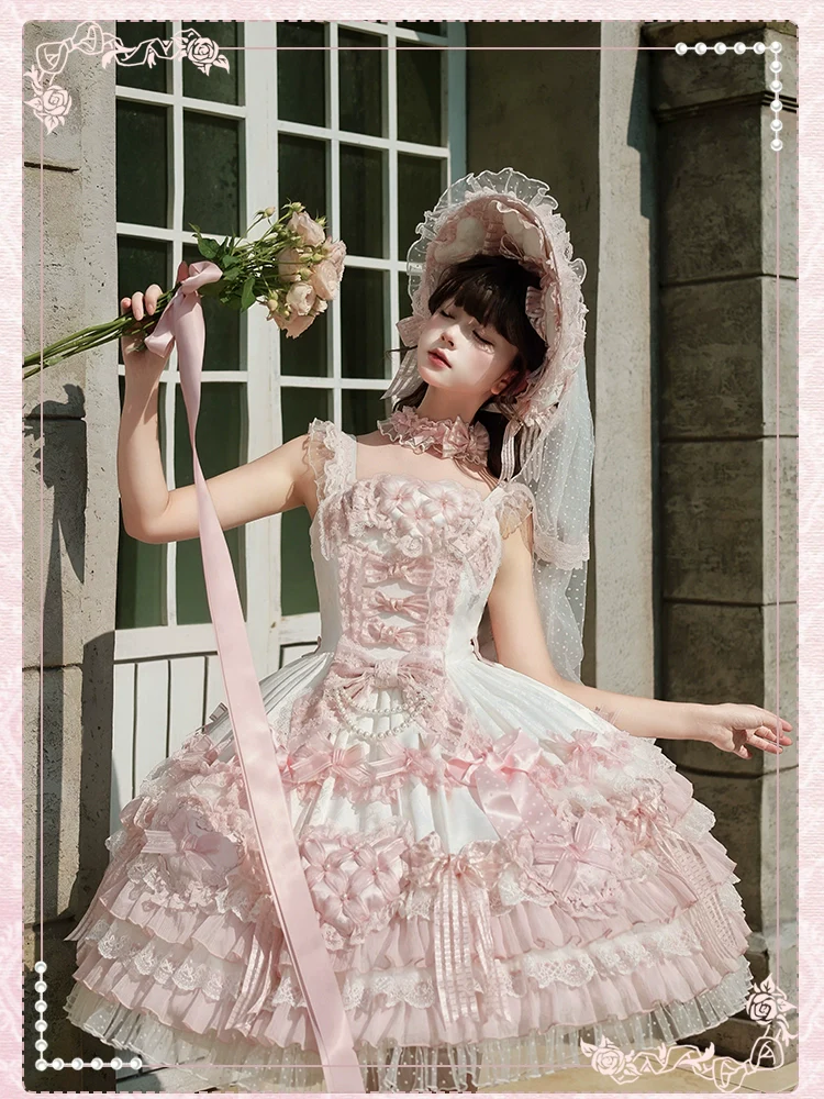 Shuang Sheng Xiao Xiong - Heart of Love - Sweet Lolita Wedding JSK, Bow Details - Image 28