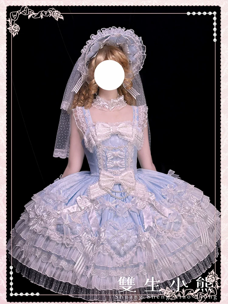 Shuang Sheng Xiao Xiong - Heart of Love - Sweet Lolita Wedding JSK, Bow Details - Image 3