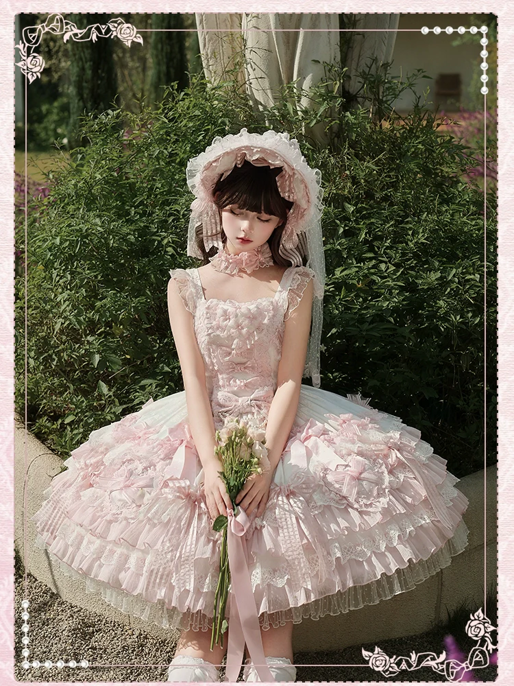 Shuang Sheng Xiao Xiong - Heart of Love - Sweet Lolita Wedding JSK, Bow Details - Image 33