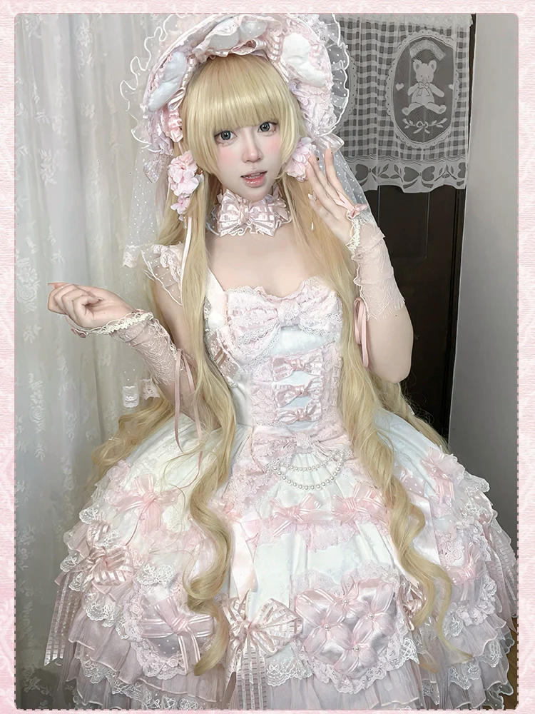 Shuang Sheng Xiao Xiong - Heart of Love - Sweet Lolita Wedding JSK, Bow Details - Image 37